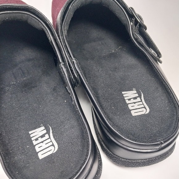 Drew Savannah Womens Size 8 WW Slingback Burgundy Wavy Stretch Clog Shoes - Picture 6 of 12